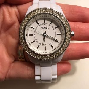 White Fossil Watch